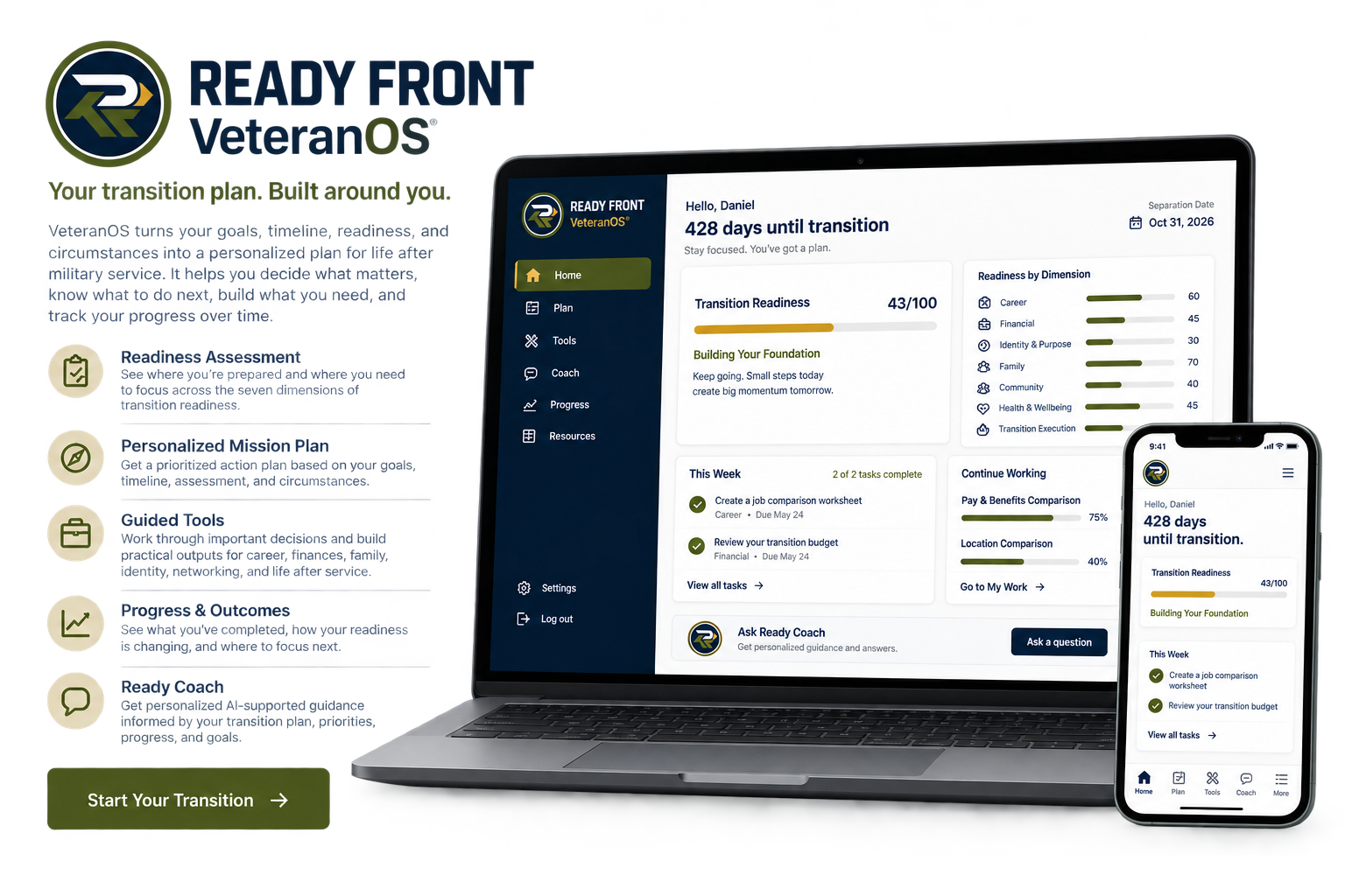 Person using VeteranOS platform on laptop